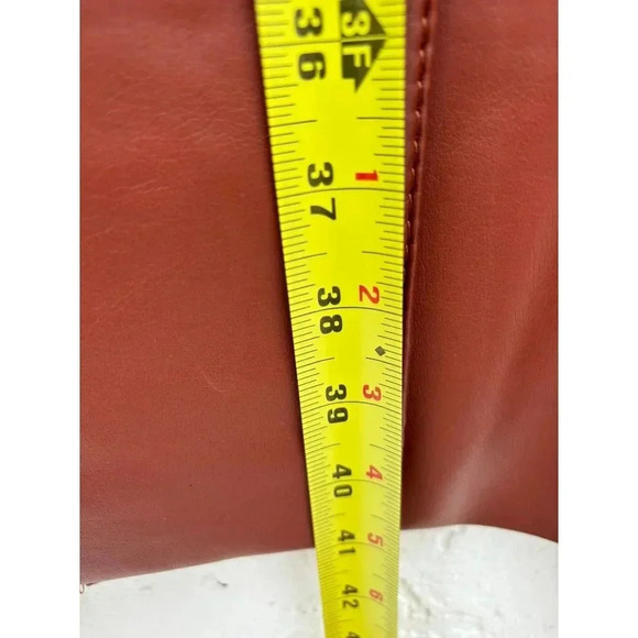 PR Womens Vintage Faux Leather Boho Style Long Coat Rust Size 13/14 - Picture 6 of 16